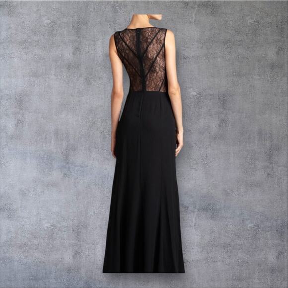 Max and Cleo Evening Gown 4 Black Mesh Sheer Panel Formal Event Elegant Maxi - Picture 2 of 8